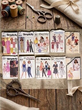 Vintage Simplicity Sewing Patterns Lot of 10 1980s 1990s Dresses Pants To